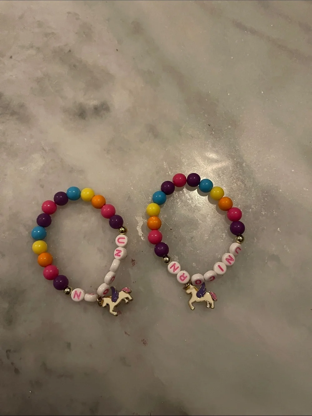2Pc Unbranded Kids Rainbow Unicorn Bracelet